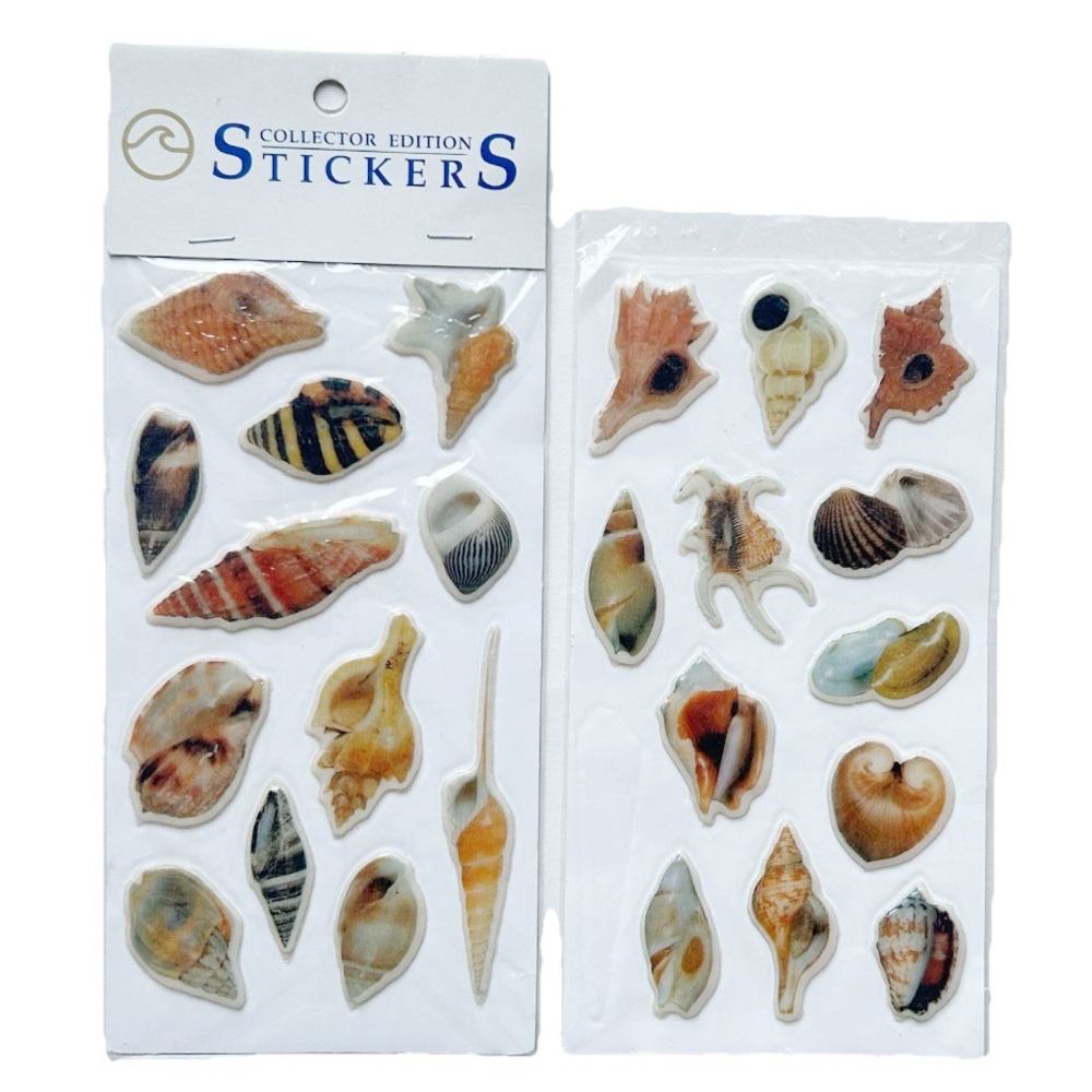 Vintage 1987 Collector Edition 3D Seashell Stickers Puffy Beach Ocean Sea Shell